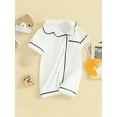thumbnail image 3 of FEORJGP Toddler Baby Boys Girls Pajamas Rompers 0-2Y Infant Turn-Down Collar Jumpsuit Loungewear Short Sleeve Sleepwear Buttons Pocket Sleepers Bodysuits Loose Casual Soft Nightwear for Summer, 3 of 9