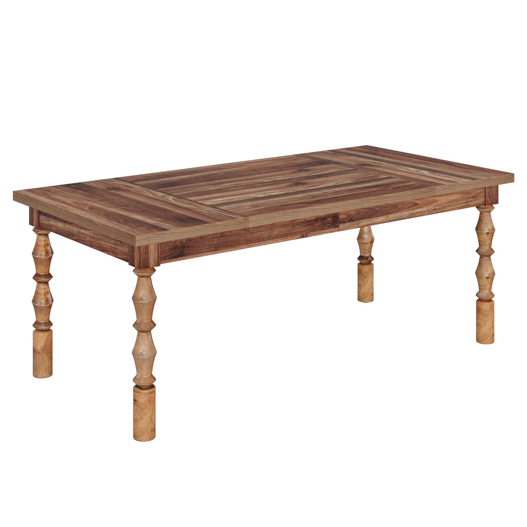 Fnova 62" Farmhouse Dining Table for 4-6 People, Large Wood Rectangle Kitchen Table Modern Dining Room Furniture with Carved Turned Legs
