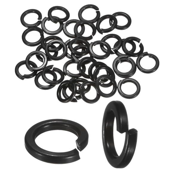 Uxcell 50-Pack Spring Lock Washer, M8 Stainless Steel Electroplating Black Coating Elastic Gasket Screw Fasteners