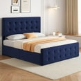 thumbnail image 3 of Bed Frame with 4 Storage Drawers and Adjustable Headboard, Upholstered Mattress Foundation with Skin-Frienly Linen, No Box Spring Needed, 3 of 9