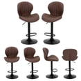 thumbnail image 2 of AFO Swivel Bar Stools Set of 6, Adjustable Height Barstools with Shell Back, Modern PU Leather Kitchen Island Chairs for Dining Room, Home Bar, Pub, Brown, 2 of 11