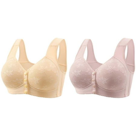 Baodmurt Cotton Bras Set for Women Lounge & Sleep Full-Figure Front Closure Lingerie  Underwear  Pink 34B