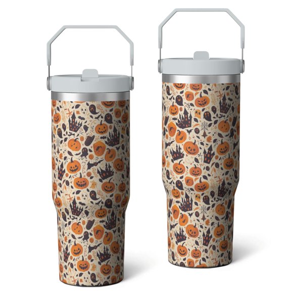 30oz Handheld Travel Tumbler with Handle – Double Wall Stainless Steel Insulated Cup, Flip Straw Lid, Leak-Proof & BPA-Free for Hot and Cold Drinks – Durable Coffee & Juice Mug Pink