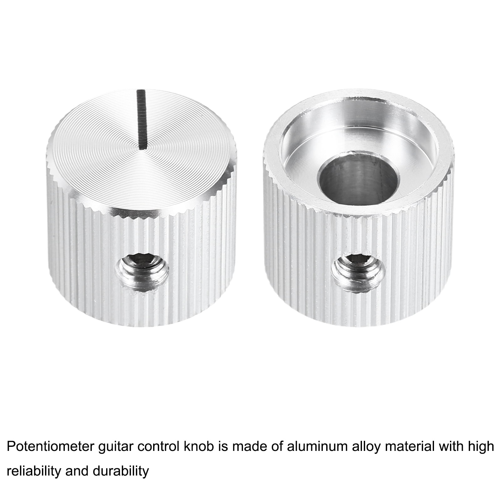 Uxcell 8 Pcs Aluminium Potentiometer Knobs, 1/4"(6mm) IDx5/8"(15mm) ODx1/2"(12.5mm) Height Universal Volume Tone Control Knobs for Guitar, Bass, Straight Line Indicator, Silver
