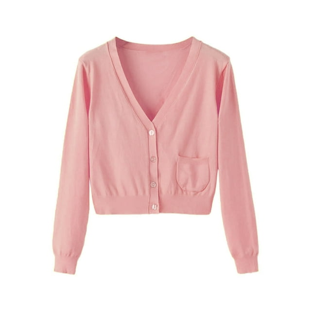 Mgmyaa Women's Cardigan Long Sleeve Knit Short Jacket Sweaters