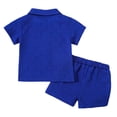 thumbnail image 4 of CPNG Toddler Baby Boys Girls Summer Sports Clothes Solid Color Short Sleeve Lapel Button Shirt and Shorts 2Pcs Set(Blue,12-18 Months), 4 of 7