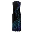 thumbnail image 6 of Boheo Long Dress Womens Summer Sundress Elegant Printed Round Neck Pockets Casual Long Dress Daily Tank Dress, 6 of 6