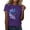 Dark Purple, variant on XIAOCHA Women's Casual Trendy Letter Print Short Sleeve Crew neck Graphic Tee Top