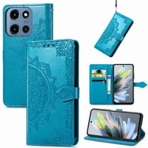 Wallet Case for Moto G 5G(2025),[RFID Blocking] 3 Card Holder & Cash Slot Stand with Credit Card Slot PU Leather Magnetic Clasp Protective Flip Kickstand with Wrist Strap Cover, Blue