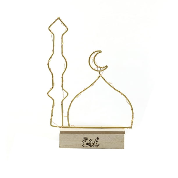 Inteprter Ramadán Modelado Luz Eid Decoración Luz Tira de hierro Adorno Lámpara Lámpara de Mezquita Luna Estrella Hogar Amor para Iluminación y accesorios No.2 Inteprter HA024758-02