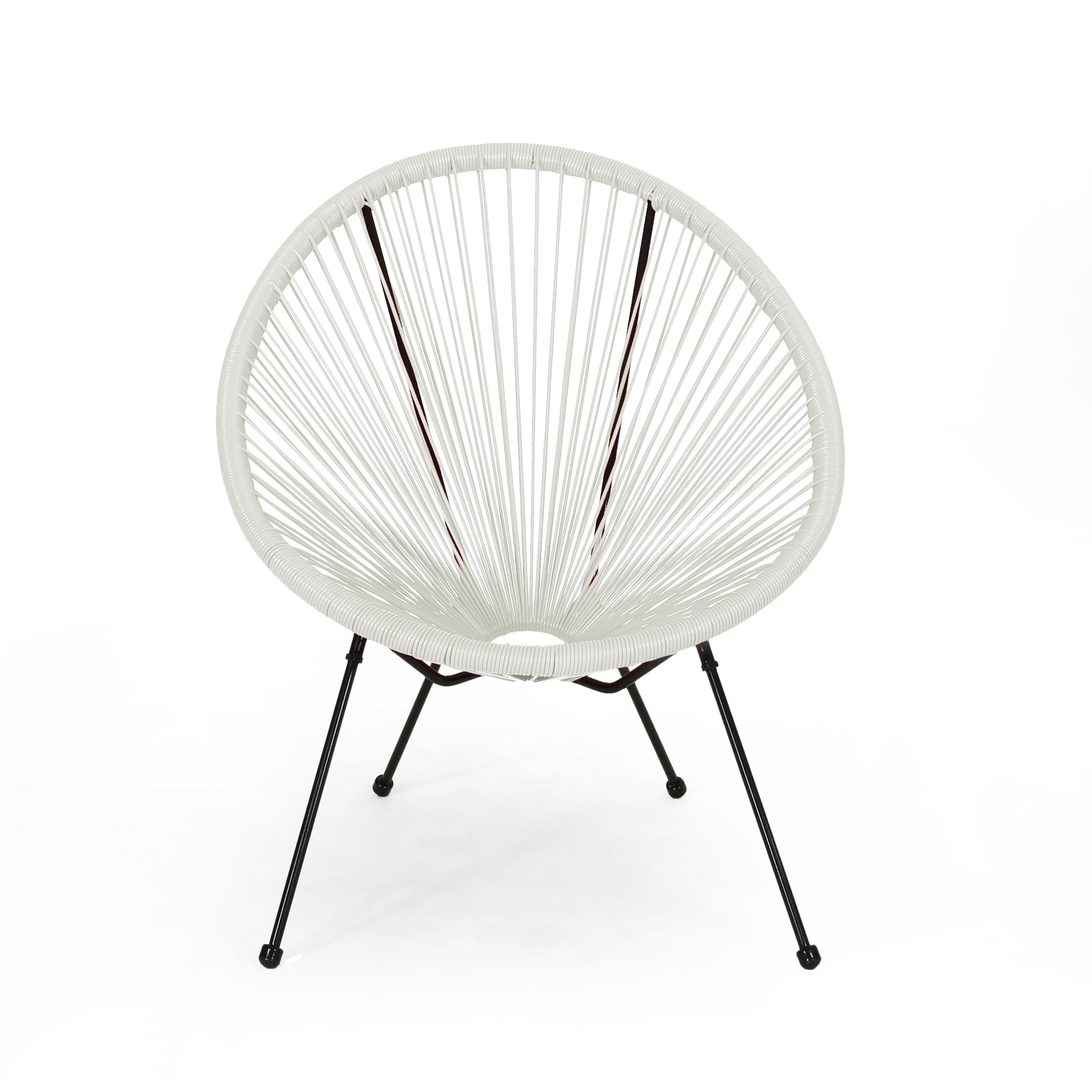 Euroco Rattan Patio Chairs Set of 2,Outdoor Woven Basket Club Chairs with Metal Frame for Living room Backyard Garden,All-weather Wicker,White