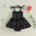 thumbnail image 2 of JUMEYU Summer Baby Girl Clothes Baby Girl Romper Dress Outfit Sleeve Rompers with Headband 0 3 6 9 12 18 24 Months (Black,6-12 Months), 2 of 8