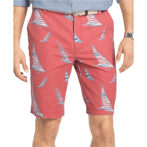 IZOD - Bermudas informales para velero para hombre, color rojo, 30