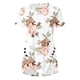 thumbnail image 3 of Blusas de Manga Corta para las Mujeres Botón Impreso Cuello Redondo Top Casual, Blusas para las Mujeres Casual, 3 of 5