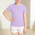 thumbnail image 4 of UAMVSH Girls Short Sleeve T Shirts Kids Ribbed Knit Crewneck Basic Tees Comfy Casual Slim Fit Summer Tops 5-16 Years, 4 of 7