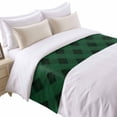 thumbnail image 2 of Bed Runner Scarf for Twin Size Bed, Christmas Beds Scarf Throws for Foot of Bedding, Retro Farmhouse Green Black Buffalo Plaid Decorative Beds Runners for Bedroom Guestroom, 71"x20", 2 of 8