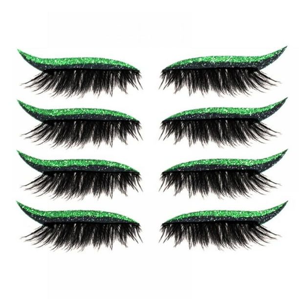 Eyelash Stickers, 4Pairs Reusable Eyeliner and Eyelash Stickers, Self