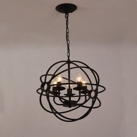 

OUKANING Metal Orb Chandelier Lamp Industrial Spherical Pendant Light Cage Ceiling Light