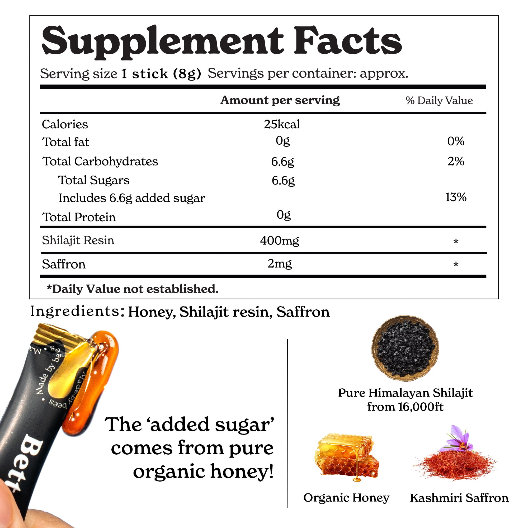 Better Alt Shilajit Honey Sticks Classic With Natural Energy and Vitality, 21 Count