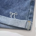 thumbnail image 6 of SUYOLL Children Girls Summer Shorts Bow Print Loose Fashion Personality Casual Thin Denim Shorts Quick Dry Active Pants, 6 of 7
