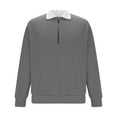 thumbnail image 5 of cocolona Mens Quarter Zip Pullover Tops Long Sleeve Turndown Collar Color Block Shirts Fall Fashion Casual Loose Textured Sweatshirt, 5 of 7