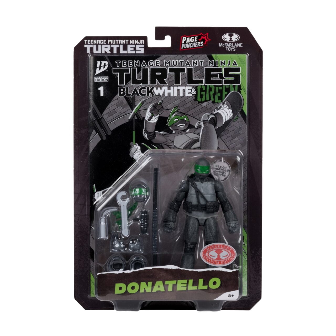 Teenage Mutant Ninja Turtles (Page Punchers) Donatello (Black, White & Green) 5" Action Figure w/Comic - McFarlane Toys