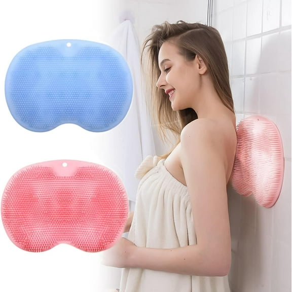 2-pack shower scrubber for back and feet, wall-mounted silicone back scrubber, bath massage cushion brush with suction cups