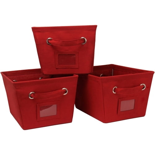 3 Pack Medium Canvas BinsRed