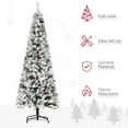 thumbnail image 4 of HOMCOM 6ft Snow Flocked Pencil Artificial Christmas Tree, Auto Open, 4 of 10