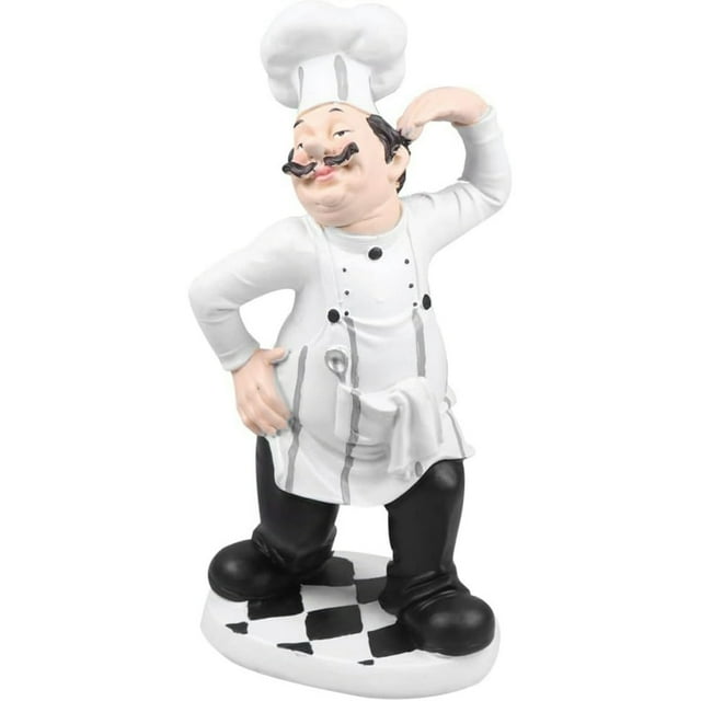 Cook Statue Tabletop Birthday Gift Fat Chef Figurines Bookshelf Statue Collectible Figurines Chef Model Decoraciones para Salas De Casa Decorative Resin 3D Mini Accessories