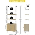 thumbnail image 3 of 73" Tall Bookshelf with Cabinet, Industrial Ladder Wall Mount Shelf Rattan Bookcase with Wood and Metal Frame, Plant Shelf Wall Storage Display for Living Room Bedroom,Light Ivory Brown, 3 of 16