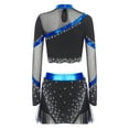 thumbnail image 4 of TiaoBug Women's 2 Piece Cheerleading Outfits Long Sleeve Crop Tops & Dance Skirt Set for Musical Rave Party Royal Blue L, 4 of 7
