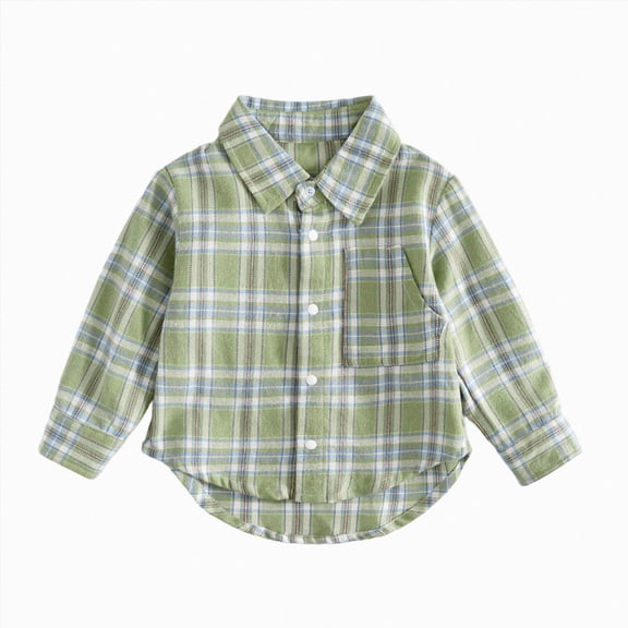 WXFAZCVU Baby Boy Clothes Plaid Flannel Shirt Toddler Button Down Jacket Coat Fall Outfits Size 3-4 Years
