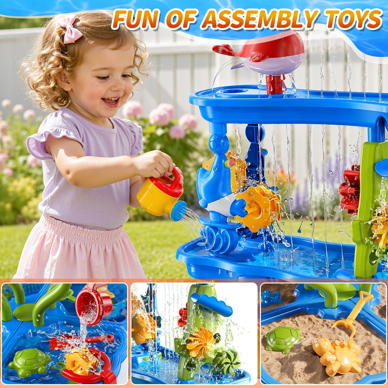 Dinosaur Planet Kids Sand Water Table 4-Tier Sand And Water Play Table Toys For Toddlers Kids, Activity Sensory Tables Outside Beach Toys Boys Girls Gift(Random  Color)