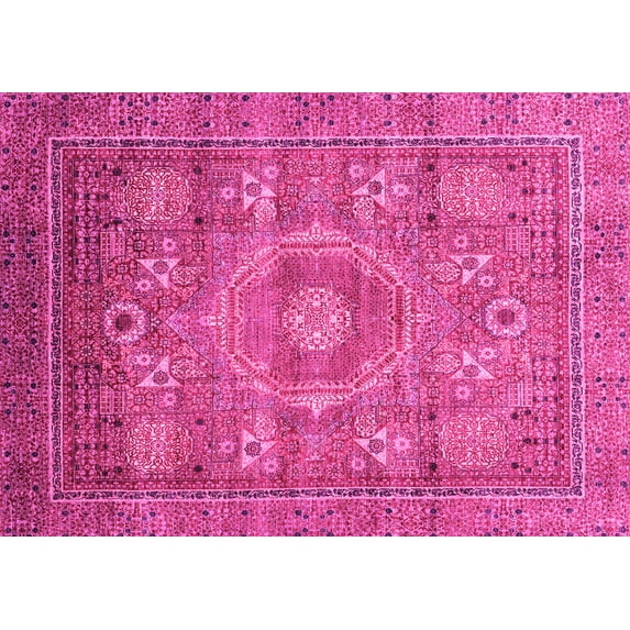 Ahgly Company Indoor Rectangle Abstract Pink Modern Area Rugs, 7' x 10'