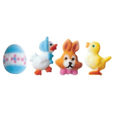 Mini Easter Egg, Rabbit, Chick, Goose Edible Sugar Decorations 24 Count - 25593 - This item is packaged between food safe foam and is heat sealed in a food approved poly bag