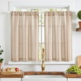 thumbnail image 2 of Colorful Striped Linen Kitchen Curtains 36 Inch Christmas Tier Curtains Farmhouse Modern Cafe Small Window Treatments Light Filtering Rod Pocket for Living Room Bathroom 2 Panels Multi Red, 2 of 8