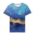 thumbnail image 2 of Women Shirts Short Sleeve Round Neck Printed Basic Going Out T-Shirts 2025 Pullover Basic Tops (XL, Blue), 2 of 6