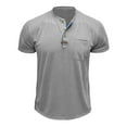 thumbnail image 3 of HAOTAGS Men's Button Collar Shirts Casual Outdoor Short Sleeve T Shirt Gray Size 3XL, 3 of 5