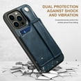 thumbnail image 3 of Feishell for iPhone 12 Pro/12 Wallet Case with Card Credit Slot, Hand Wrist Strap Loop Holder Kickstand, Ring Holder PU Leather Camera Protection Shockproof Solid Color Cover, Blue, 3 of 9