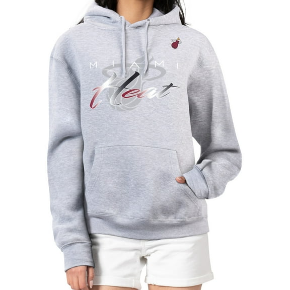 Women's G-III 4Her by Carl Banks Gray Miami Heat Shadow Logo Tri-Blend Fleece Hoodie