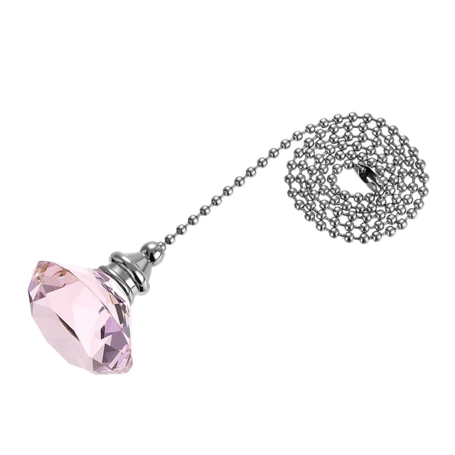 Unique Bargains Ceiling Fan Pull Chain Decorative Crystal Chain Extension Diamond Pendant Pink
