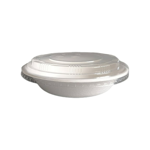 CuiLiyq Meal Prep Bowl Containers, Disposable Paper Bowls with Lids for Soup and Salad, Food Storage Bento Box, Stackable Lunch Boxes (6.2" x 1.7", White)