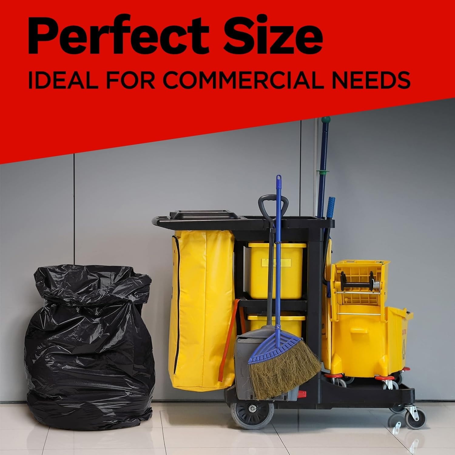 55-60 Gallon Heavy Duty Trash Bags - 150 Count, Large Black Garbage Bags