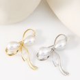 thumbnail image 4 of Soumake Women Brooch Faux Pearl Hollow Bow Decor Stainless Exquisite Vintage Anti-Slip Wear-Resistant Coat Collar Hat Scarf Decoration Clothes Pin Garment Jewelry, 4 of 7