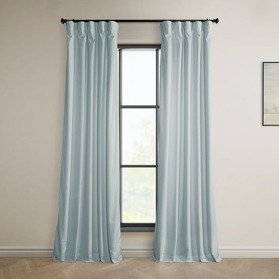 Half Price Drapes Aquarius Blue Heritage Plush Velvet Room Darkening Curtains (1 Panel), 50W X 108L