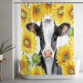 thumbnail image 5 of Cow Sunflowers Shower Curtain Set, Waterproof Shower Curtains for Bathroom, Farmhouse Country Watercolor Animals Floral Washable Fabric Bath Curtain for Bathtub Decoration with Hooks 66x72 Inches, 5 of 9