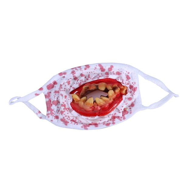 KAKOWELY Máscara de respiración con cara de terror aterradora y dientes ensangrentados para Halloween, suministros para fiestas de Halloween