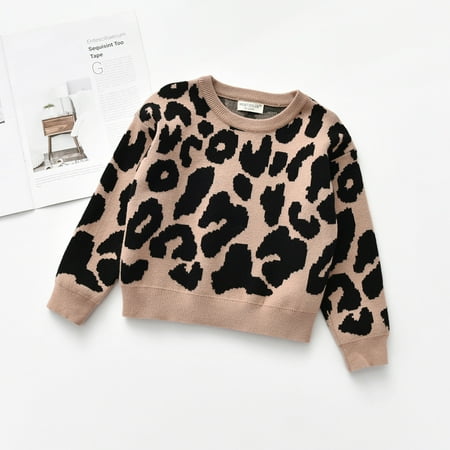 

Leutsin Infant Kids Baby Girls Boys Leopard Print Knit Pullover Sweater Tops