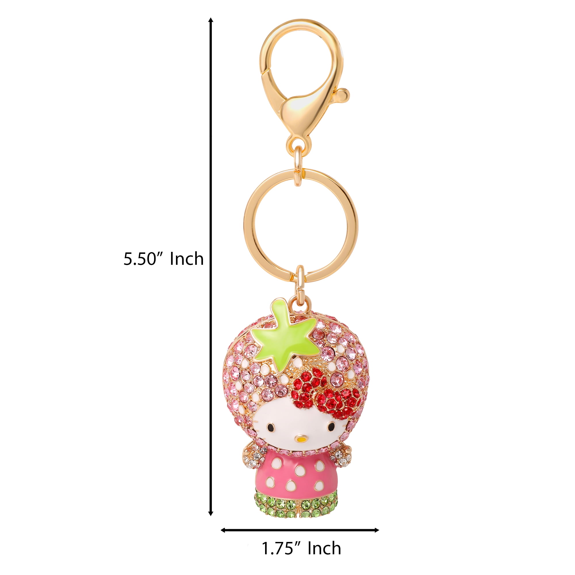 Hello Kitty x Strawberry Shortcake Crystal Pavé Bag Charm Keychain – Officially Licensed